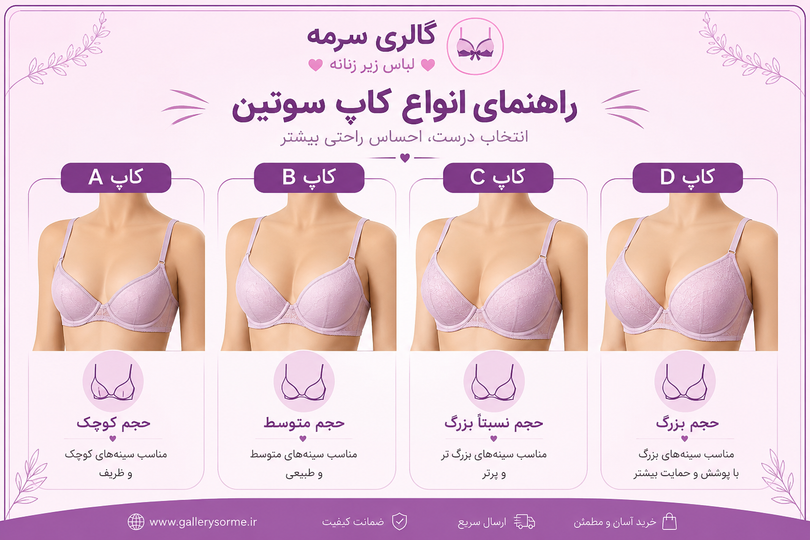 تفاوت و انواع کاپهای سوتین | راهنمای کامل انتخاب کاپ مناسب
